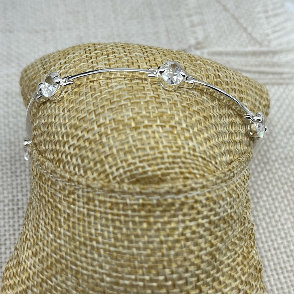 Vintage Sterling Silver CZ Link Bracelet – 925 Stamped – 7"-7.25", 8g - Picture 7 of 17